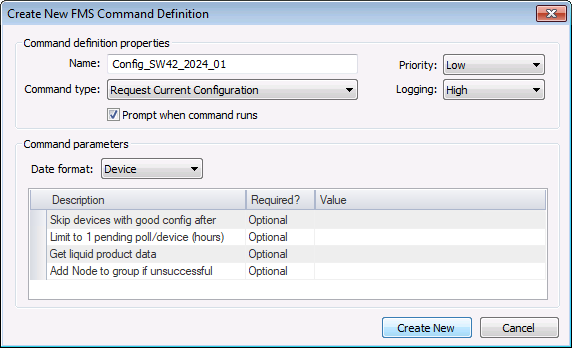 Create New FMS Command Definition
